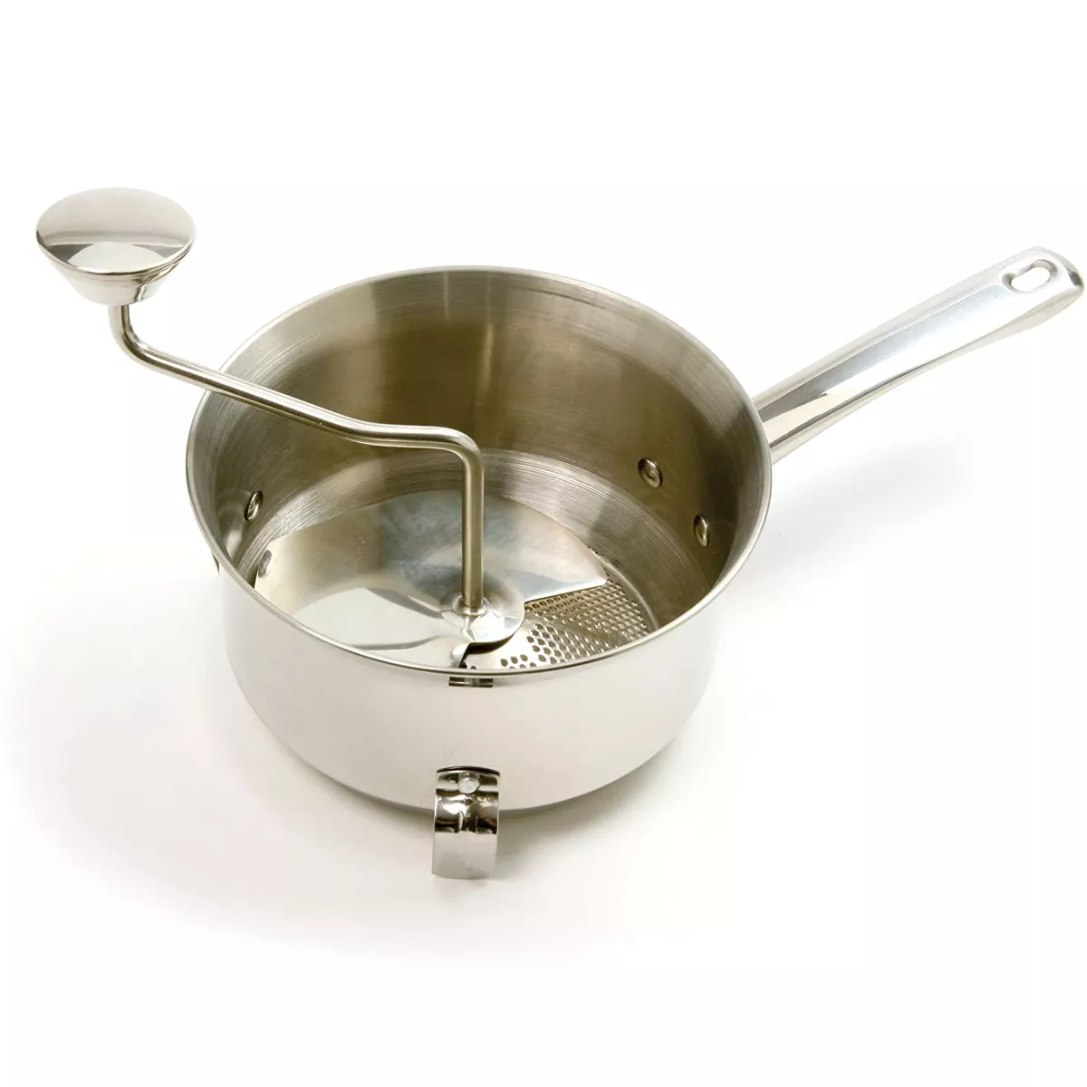 Norpro Handheld Stainless Steel Multi Purpose Food Mill Potato Ricer Tomato Strainer Apple Grinder Baby Food Maker, Silver