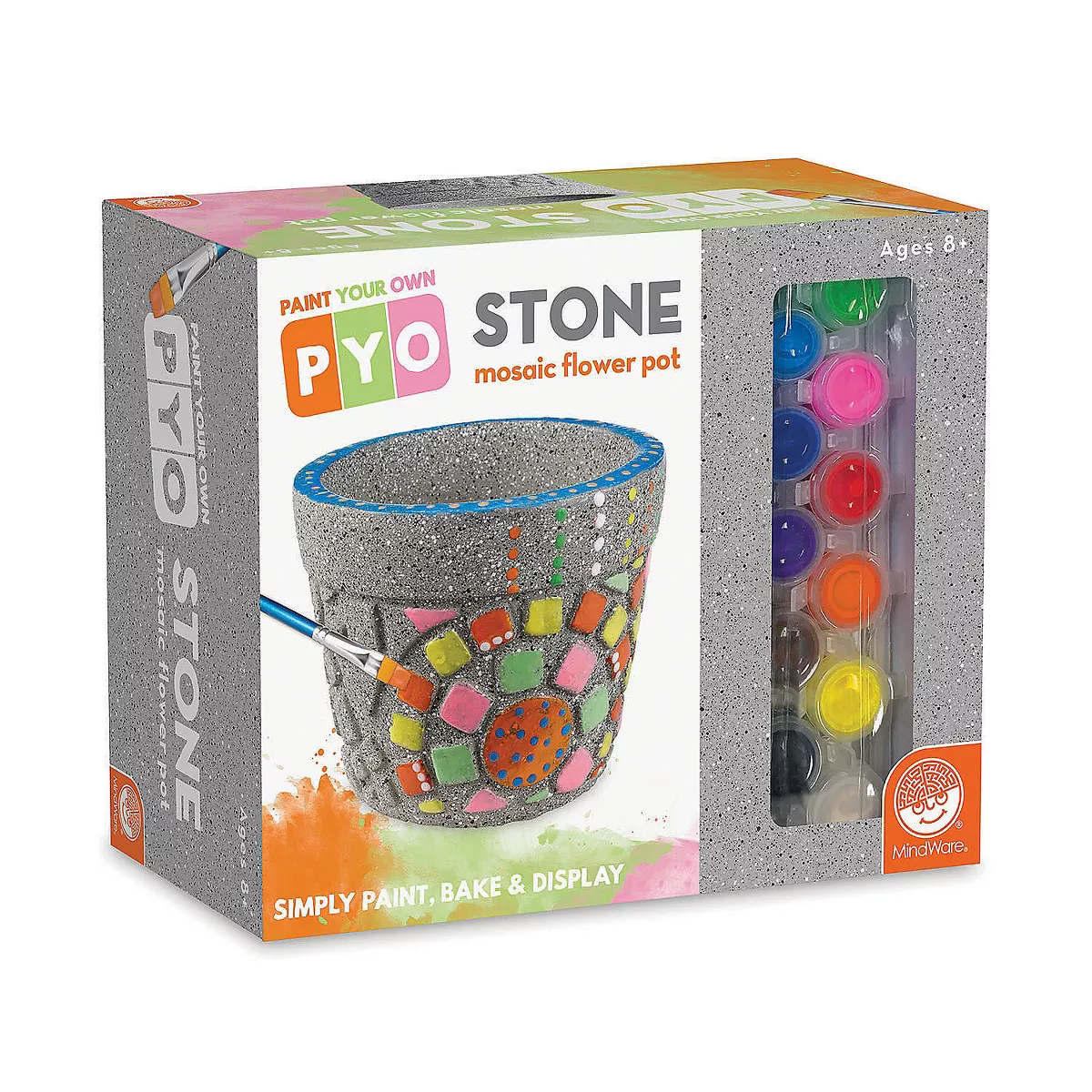 MindWare Paint Your Own Stone: Mosaic Flower Pot - Creative Activities - 4 Pieces