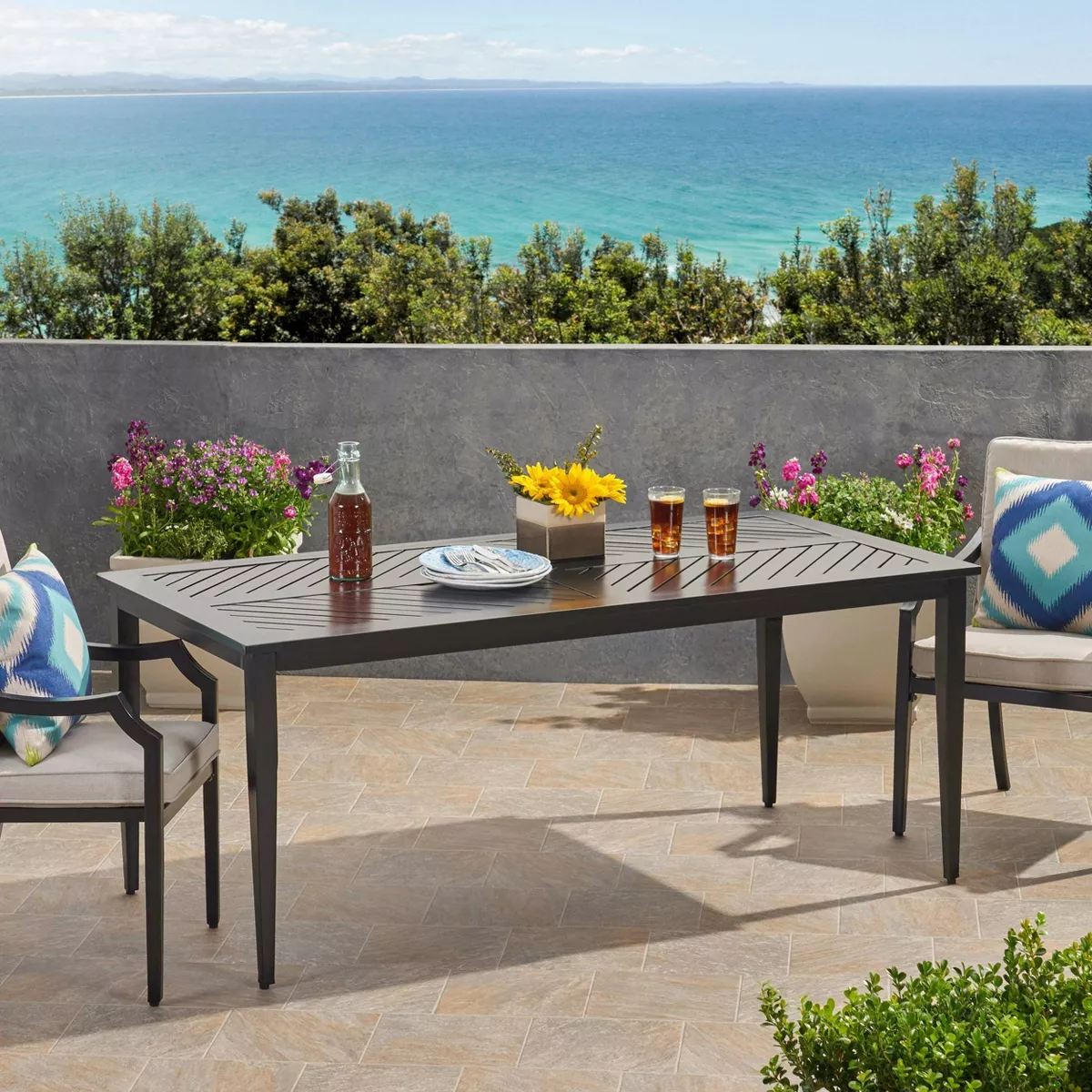 San Diego Aluminum Rectangular Dining Table Matte Black - Christopher Knight Home