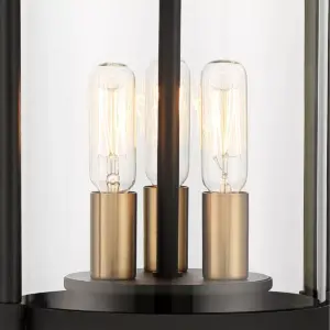 John Timberland Modern Outdoor Post Light Fixture Black Warm Brass Metal 15 3/4