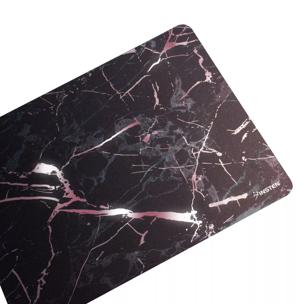 INSTEN Ultra Thin Reflective Anti-Slip Marble Mouse Pad, Black/ Rose Gold Marble