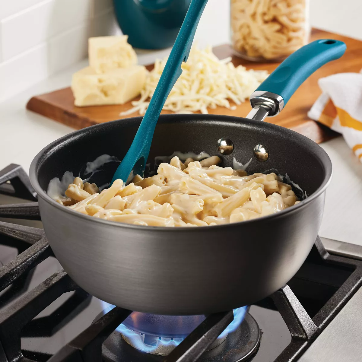 Rachael Ray Create Delicious 3qt Hard Anodized Nonstick Everything Pan with Lid Gray