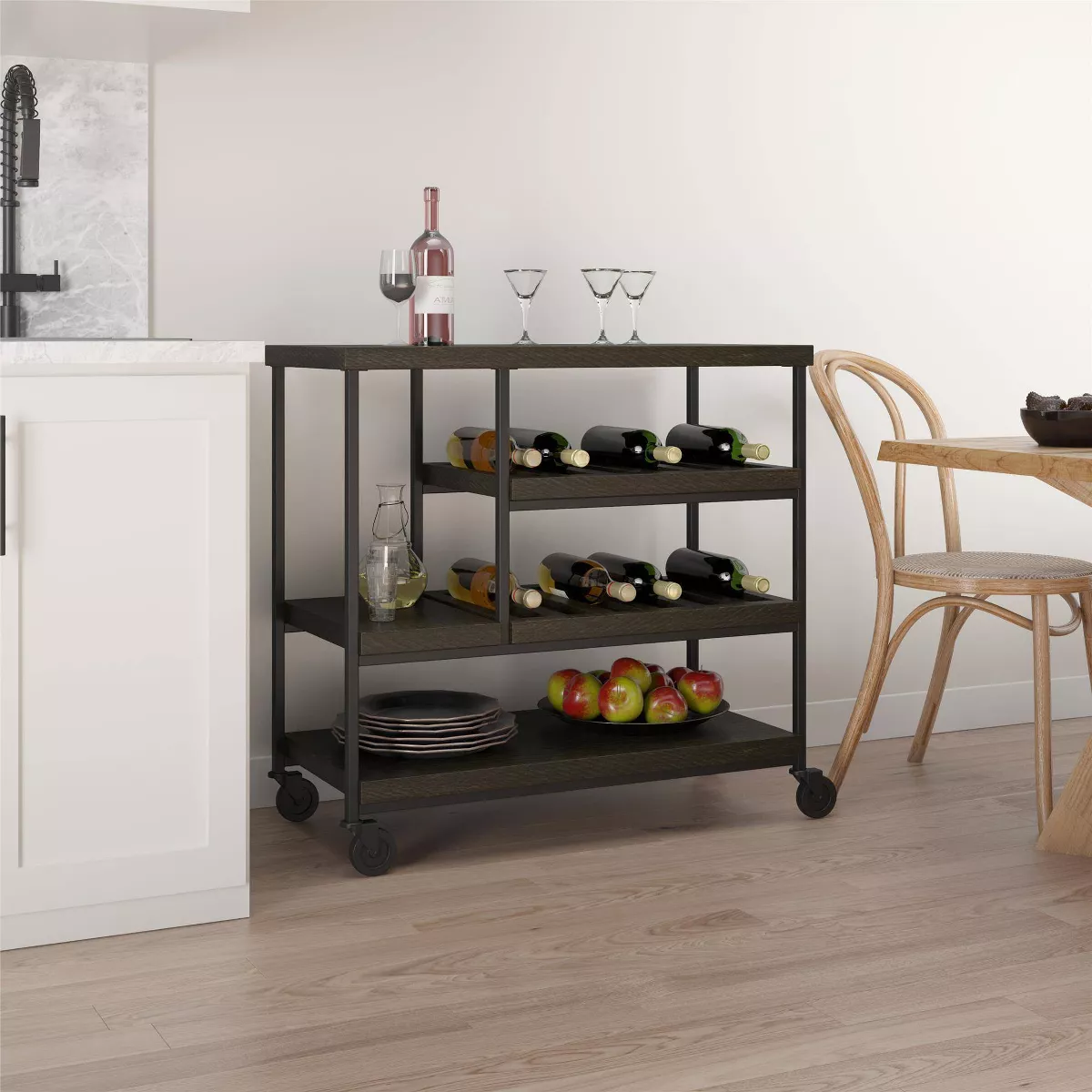 Arborview Multi Purpose Rolling Cart Brown Oak - Room and Joy