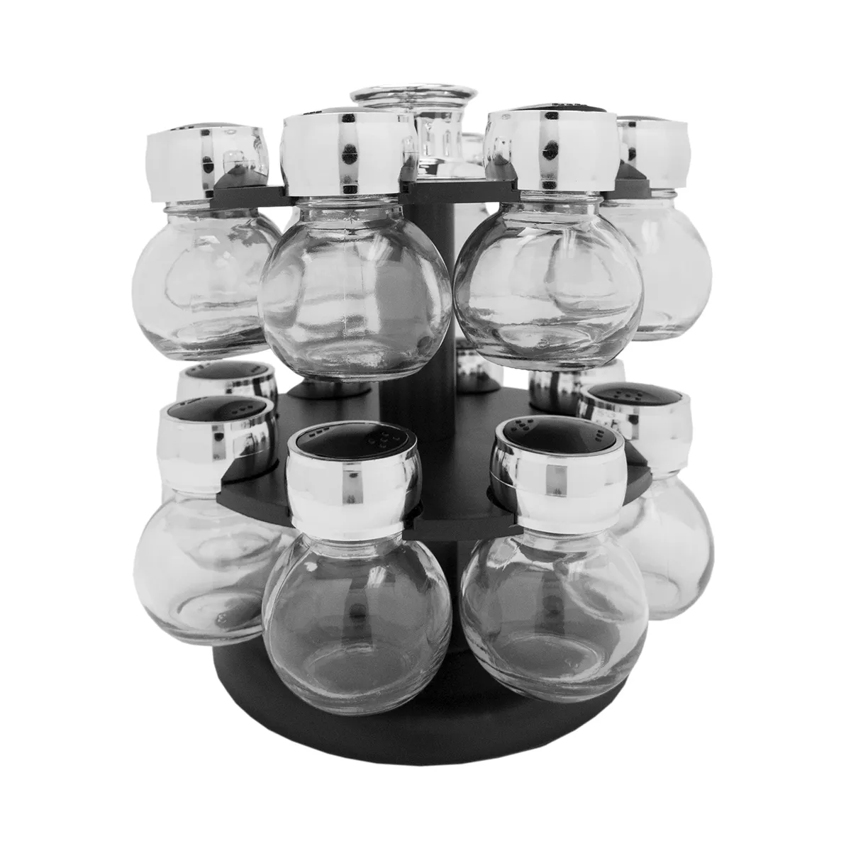 Home Basics 16 Piece Revolving Spice Rack, Black