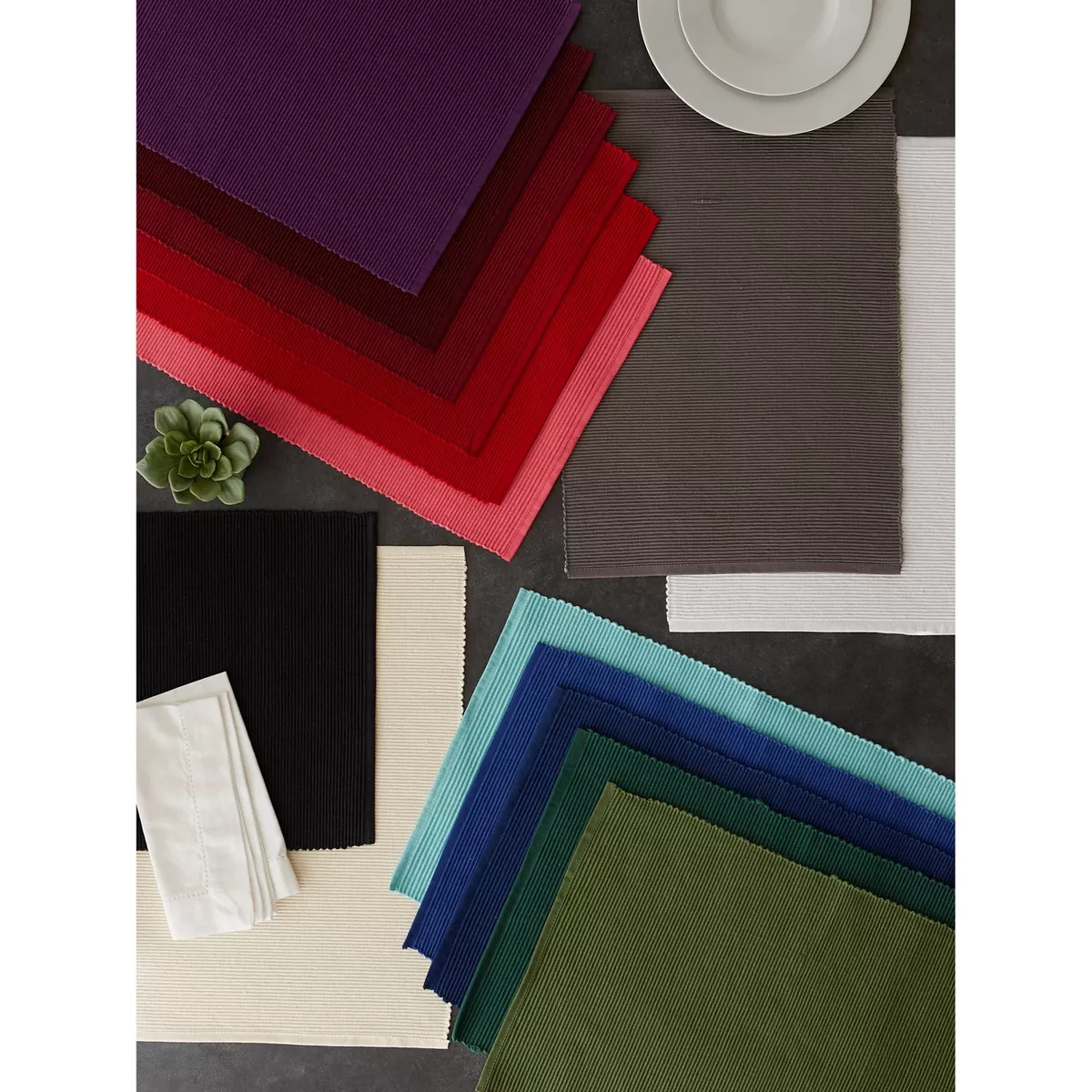 Set of 6 Nautical Ribbed Placemat Blue - Design Imports