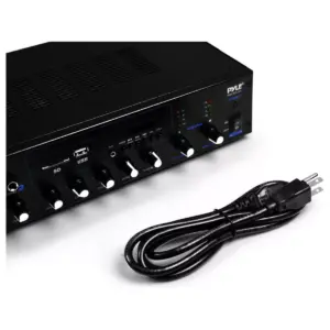 Pyle PT506BT 600 Watt Compact Bluetooth Home Audio Power Amplifier Stereo Receiver Sound System with MP3/USB/SD/AUX Playback and Mic Inputs (2 Pack)