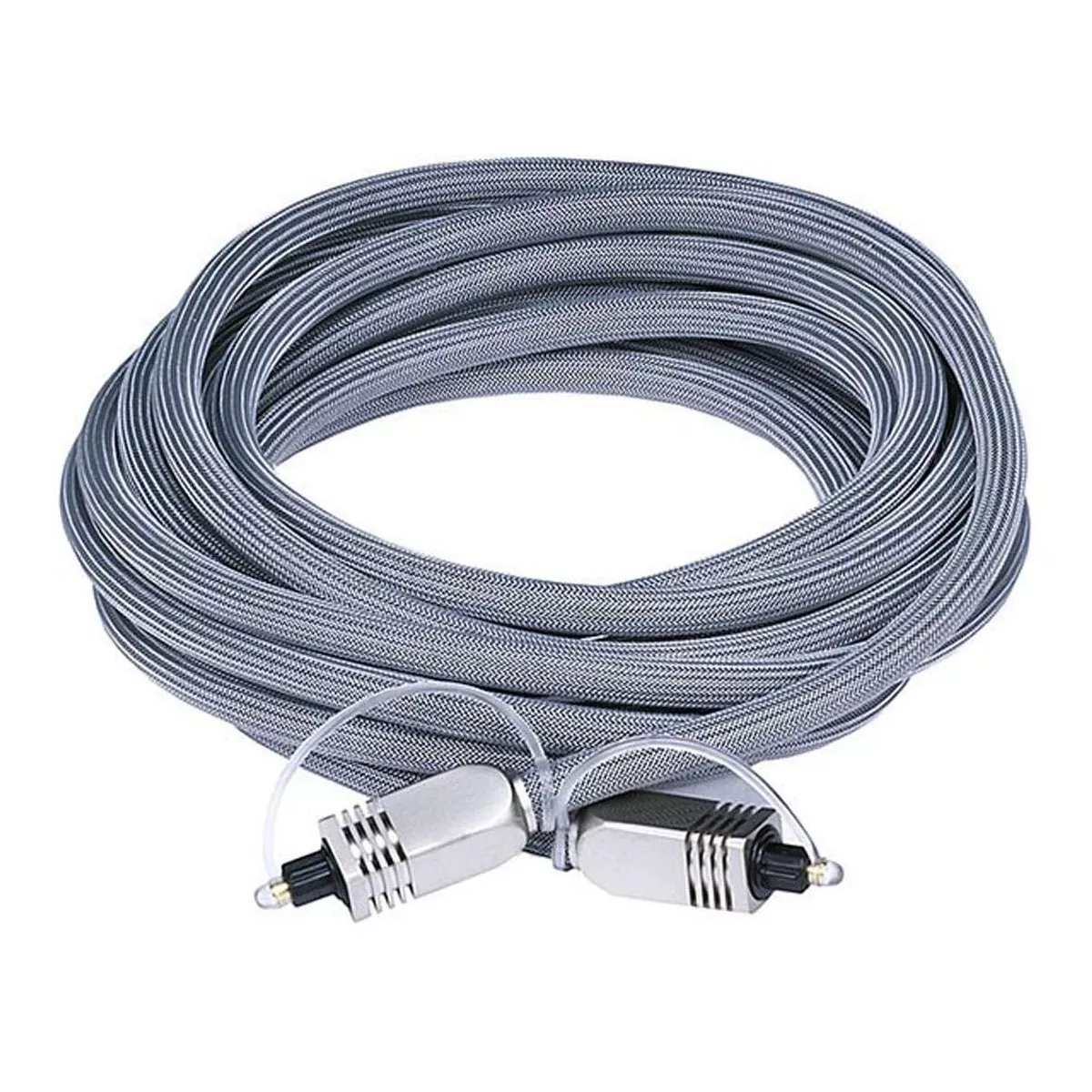 Monoprice Premium S/PDIF (Toslink) Digital Optical Audio Cable - Silver - 15 Feet | Heavy Duty Mesh Jacket, Metal Connector Heads, For Play Station,