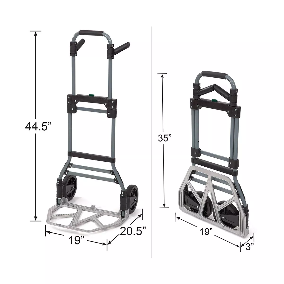 Liberty Industrial 10002 Easy Travel Folding Luggage Hand Truck Cart Aluminum Construction w/Grips Hand Truck