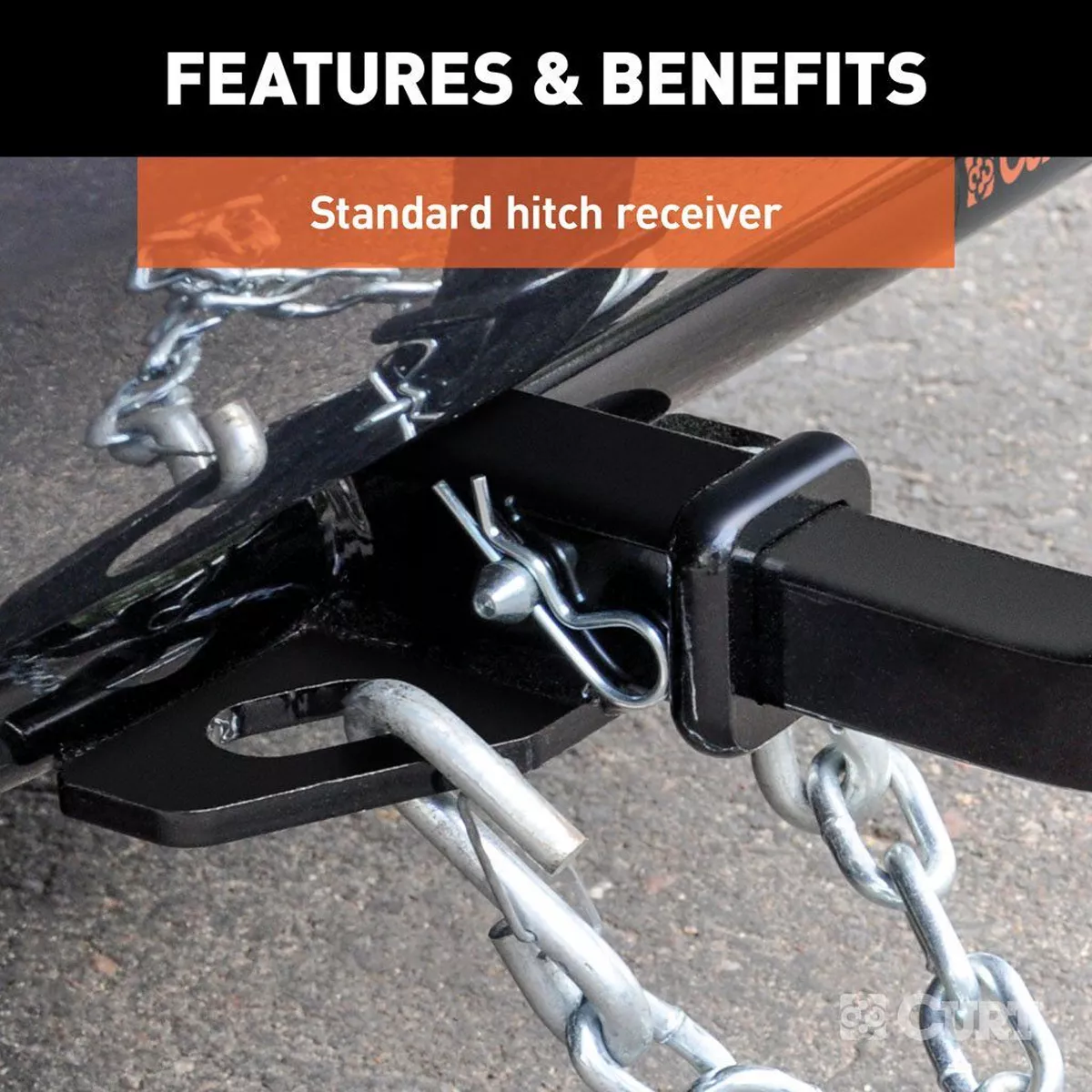 CURT 13065 Heavy Duty 2" Receiver Class 3 Trailer Towing Hitch w/ CURT 21510 Trailer 5/8" Hitch Pin Clip Set & CURT 22272 Rubber Tube Cover