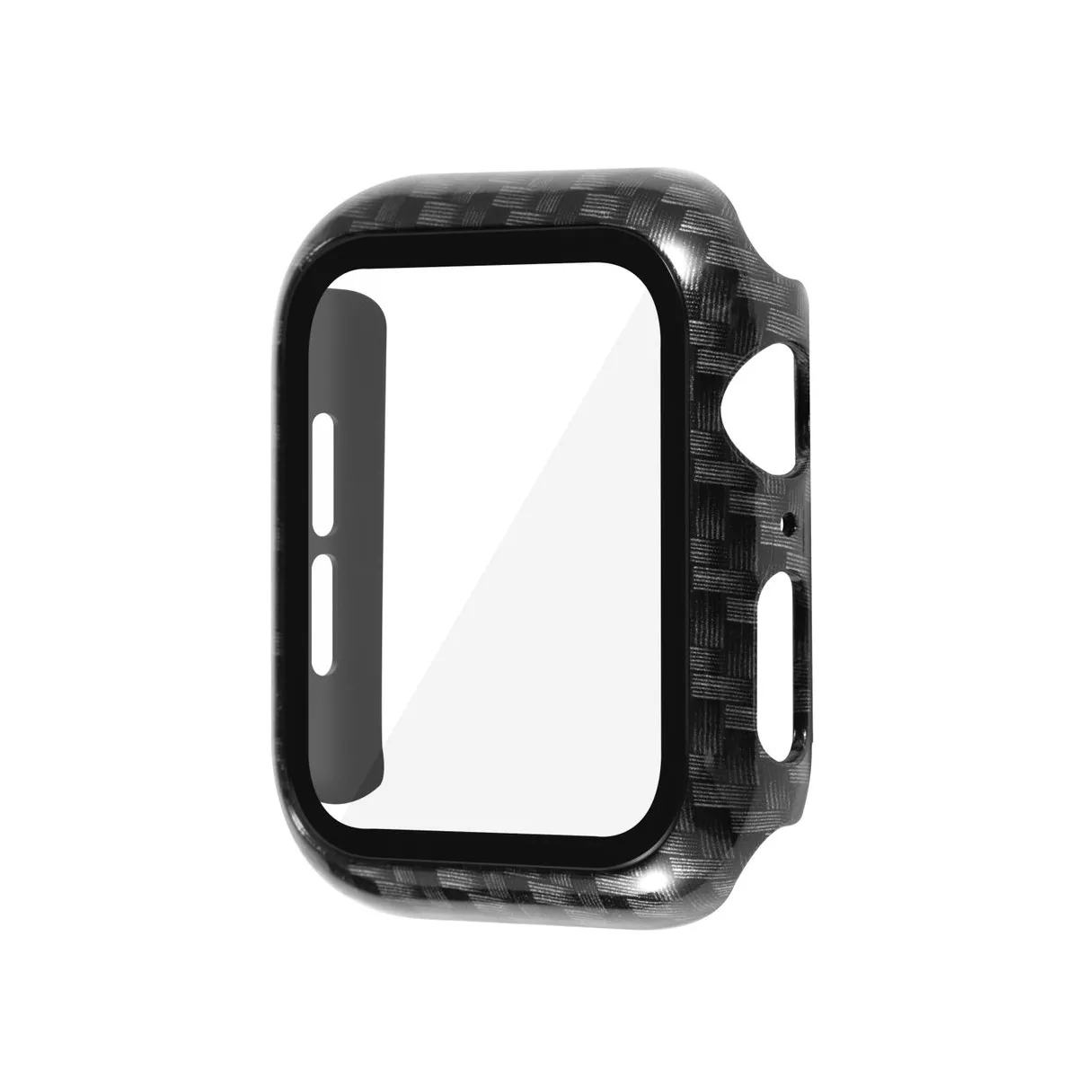 Insten Case For Apple Watch 40mm Series SE 6 5 4, Built in Tempered Glass Screen Protector Carbon Fiber Pattern Hard Cover, Full Protection, Black