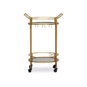 Round Metal Bar Cart Gold - Linon