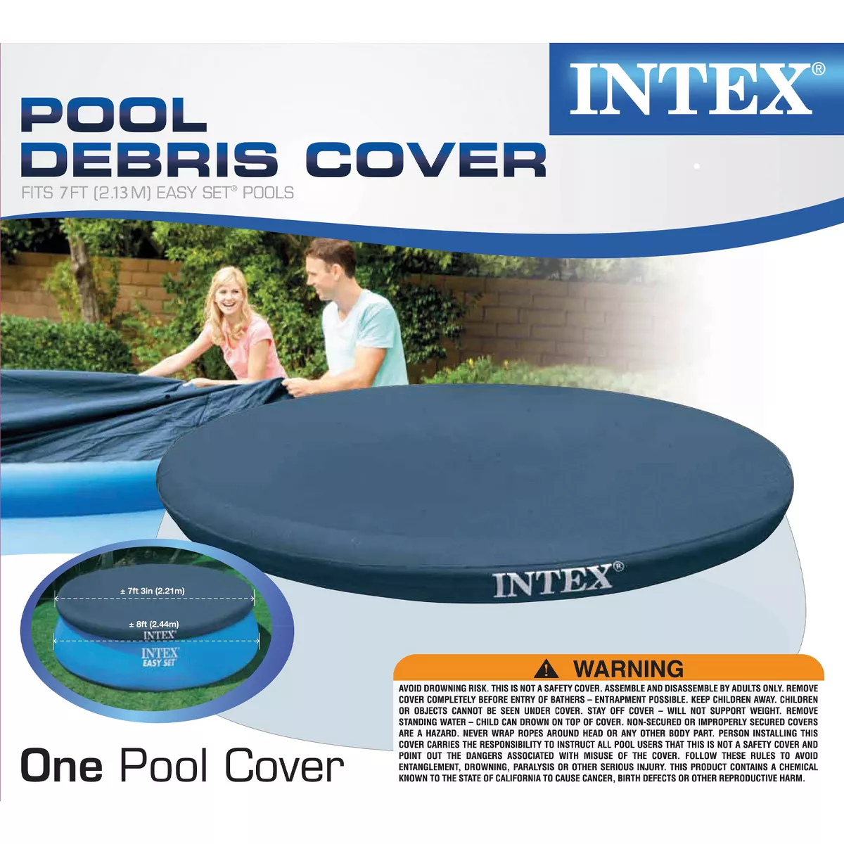 Intex 7.3 Ft Above Ground Swimming Pool Vinyl Round Cover Tarp, No Pool Included