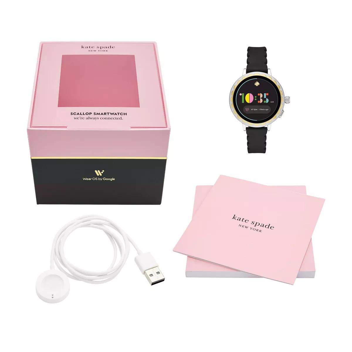 Kate Spade New York Scallop 2 Smartwatch 41mm - Stainless Steel with Black Silicone