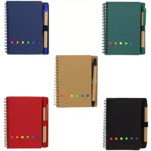 5 Packs Kraft Spiral Mini Notebooks Notepads Note Book Pad with Sticky Notes 6 inches