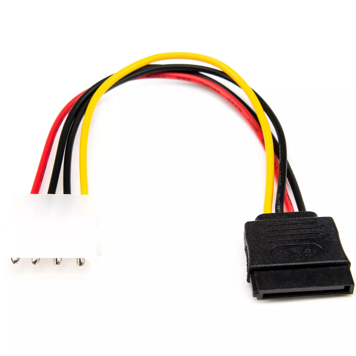 Rocstor Premium 6in 4 Pin Molex to Left Angle SATA Power Cable Adapter - LP4 - SATA Power Adapter C