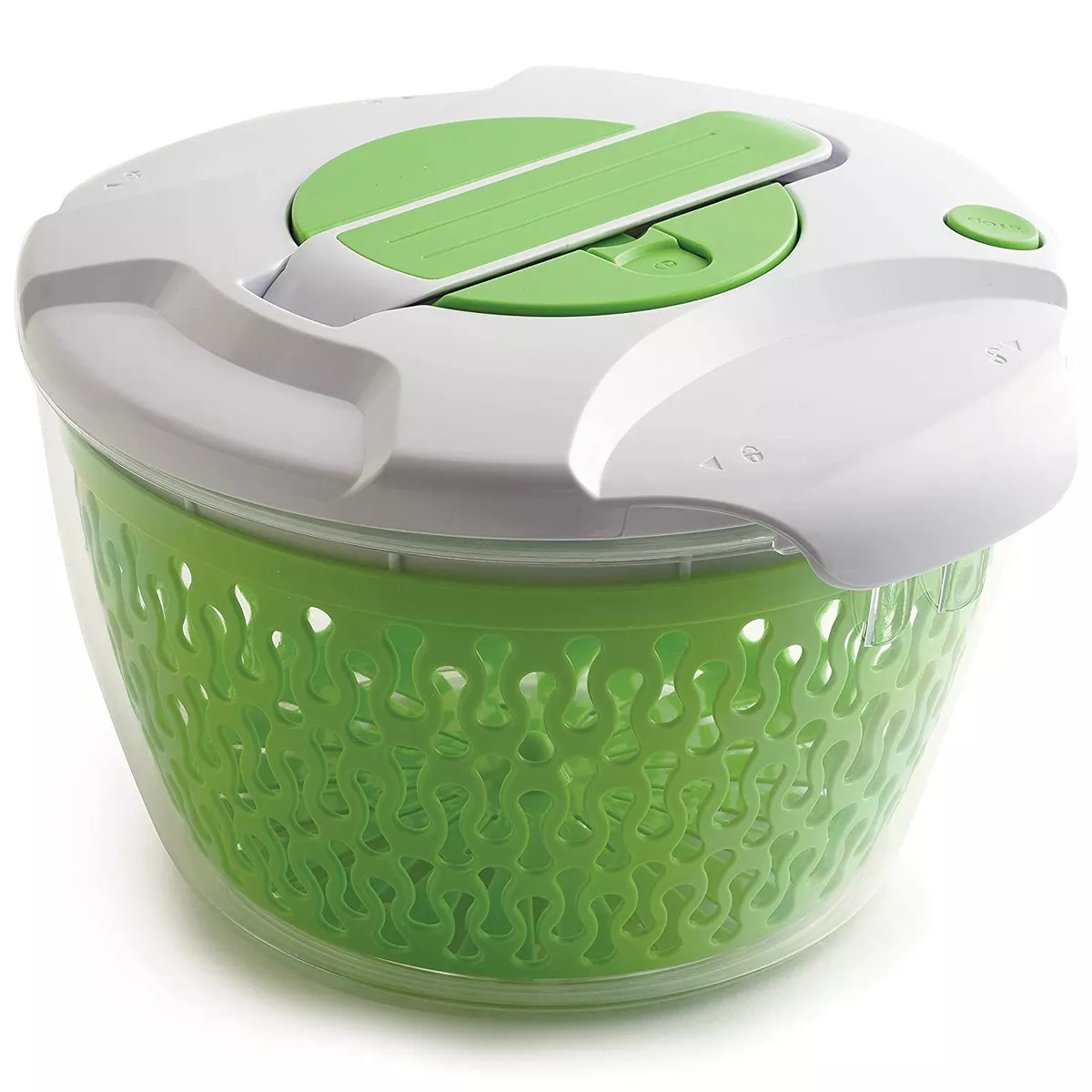 Norpro 6.8 Quart Deluxe Removable Colander Strainer Herb Vegetable Kitchen Salad Spinner, Green/White