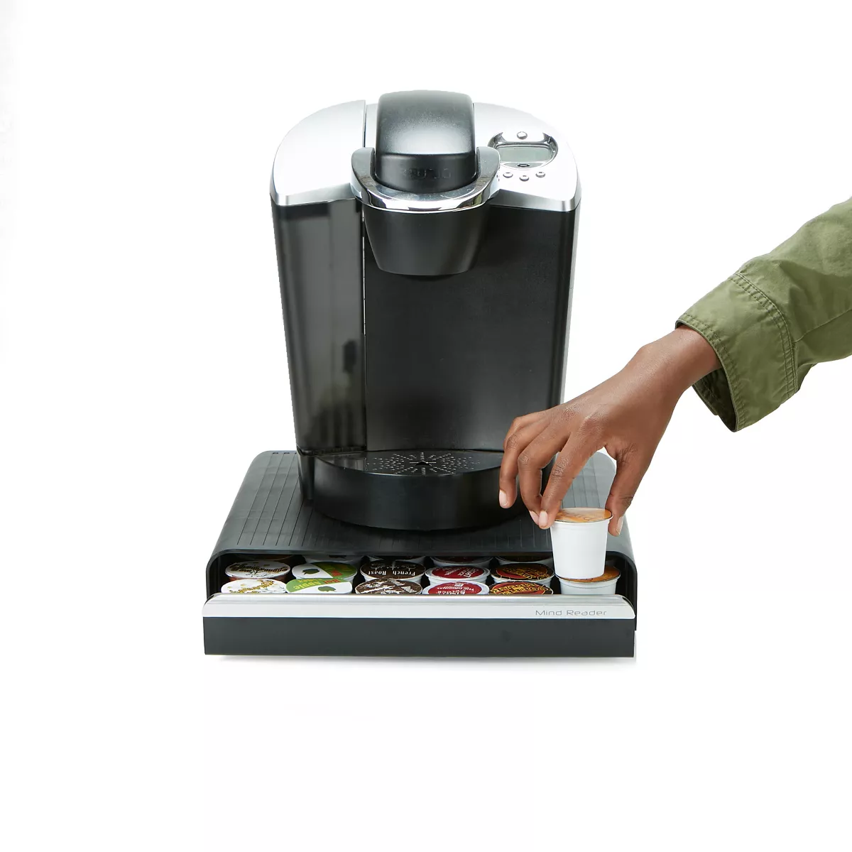 Mind Reader 36 Capacity K-Cup Coffee Pod Storage Drawer with 7 Compartments for Cups, Black