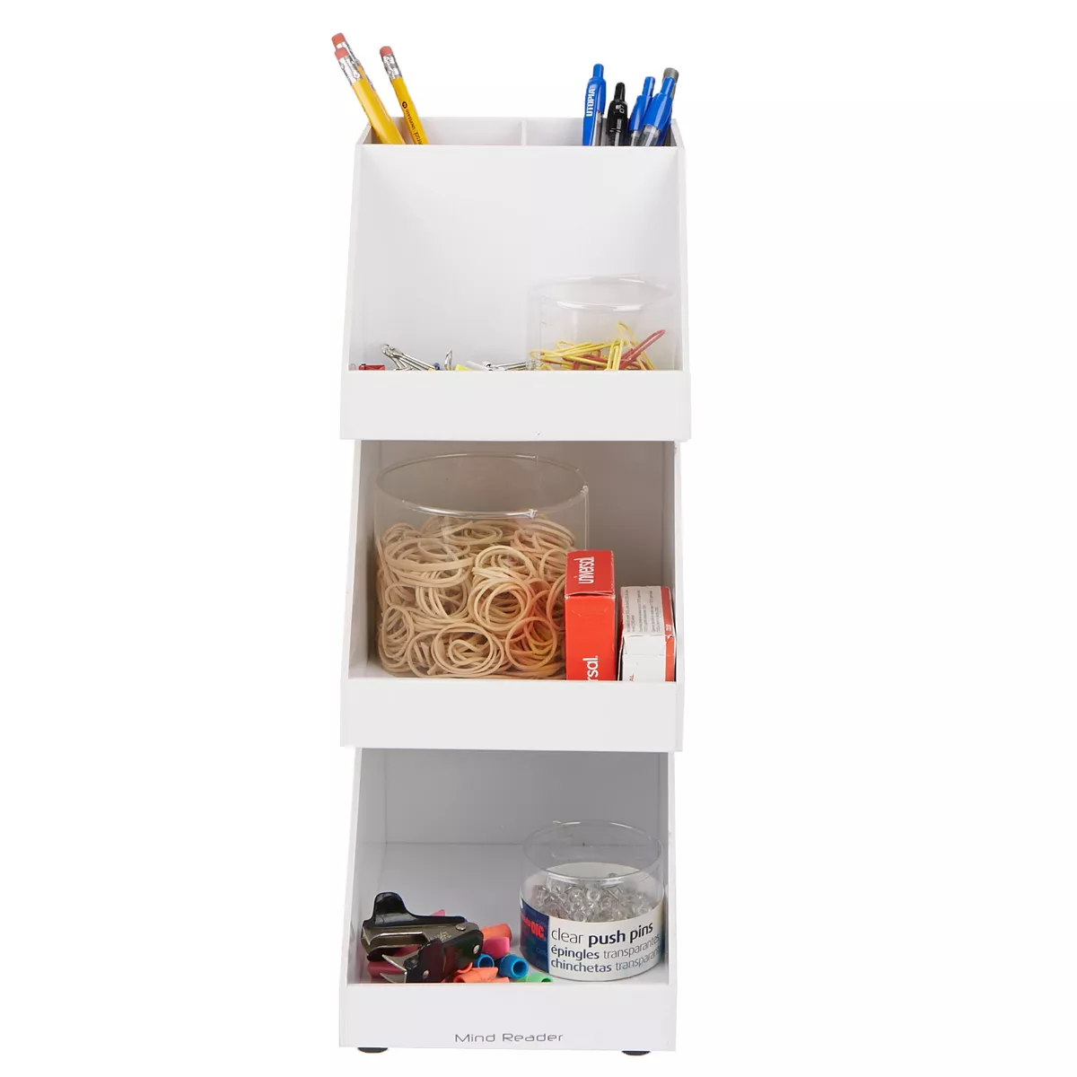 Mind Reader Acrylic 3-Tier High Quality Coffee / Tea Condiment Organizer, White