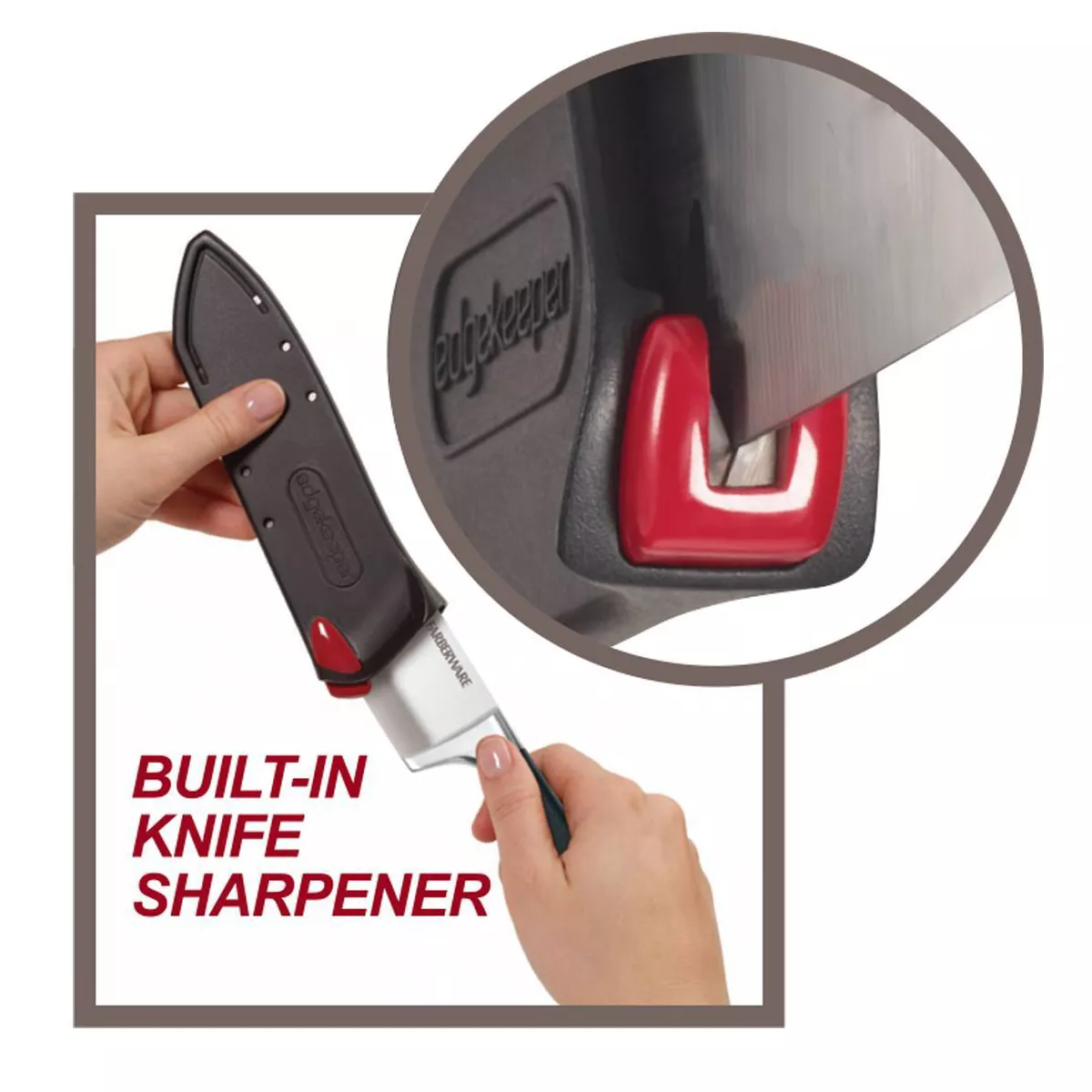 Farberware Edgekeeper 8 Inch Forged Triple Riveted Chef Knife with Self Sharpening Blade Cover