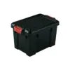 IRIS USA 21 Quart Heavy Duty Secure Latching Totes with Reinforced Lids and Built In Handles for Home Storage Organization, Black (4 Pack)