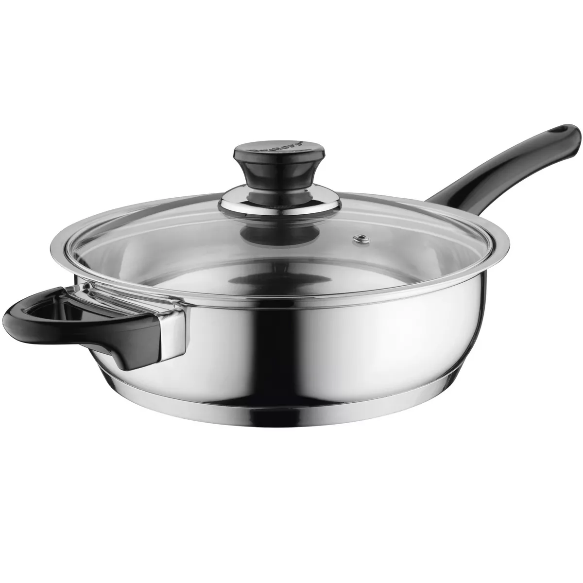 BergHOFF Essentials Gourmet 12Pc 18/10 Stainless Steel Cookware Set, Black Handles