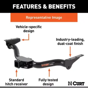 CURT 14002 Class 4 Trailer Tow Hitch with 2 Inch Receiver Rated for 10,000 Pounds Gross Trailer Weight for 2009 to 2014 Ford F150 Models