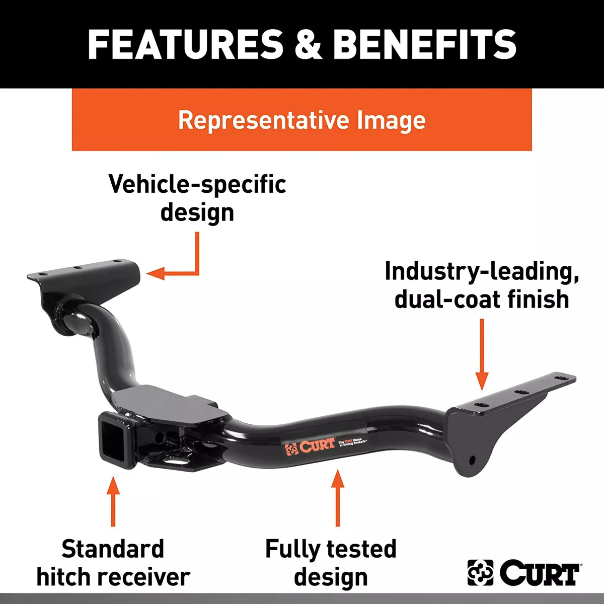 CURT 14002 Class 4 Trailer Tow Hitch with 2 Inch Receiver Rated for 10,000 Pounds Gross Trailer Weight for 2009 to 2014 Ford F150 Models