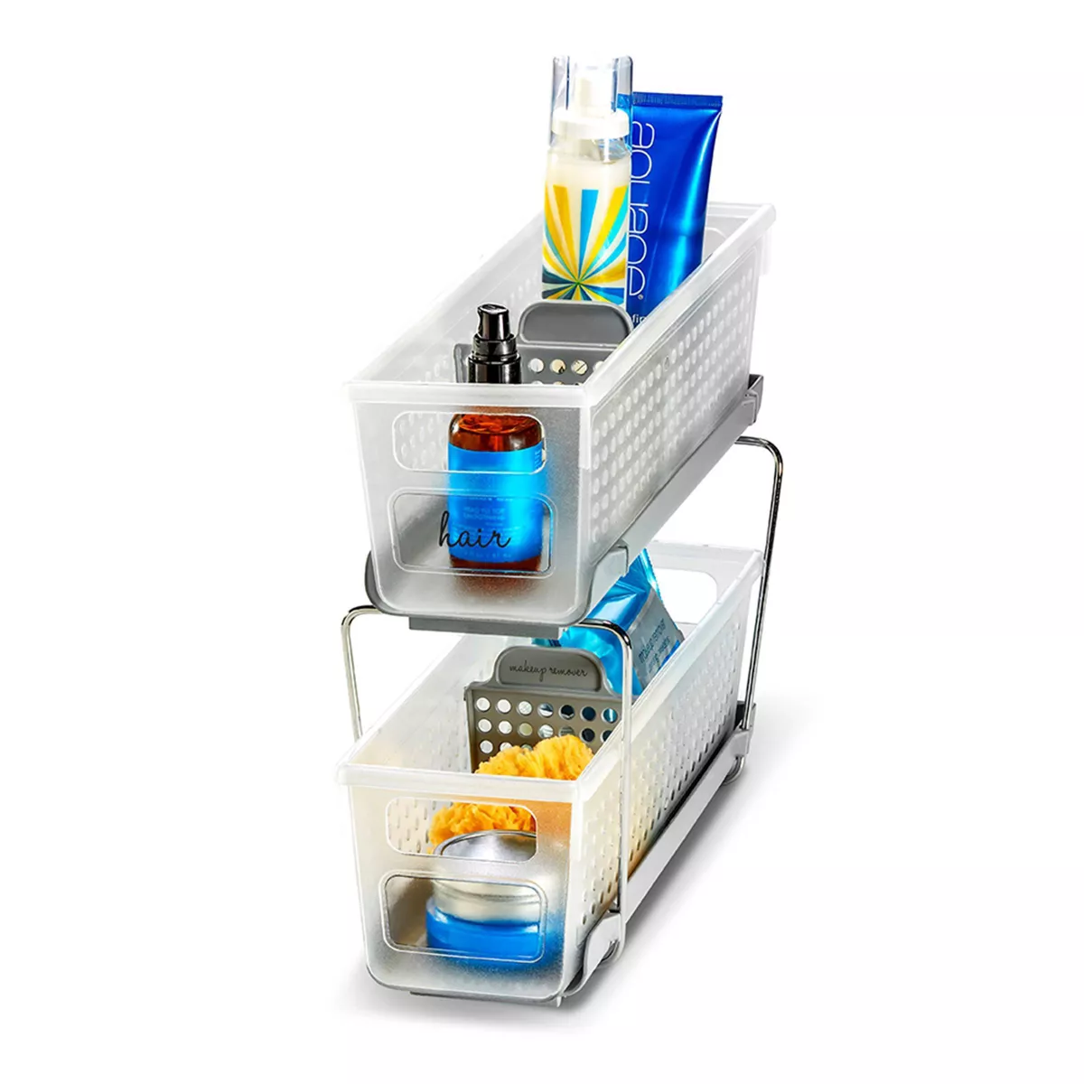 Mini Two-Tier Organizer with Dividers Frost/Gray - Madesmart