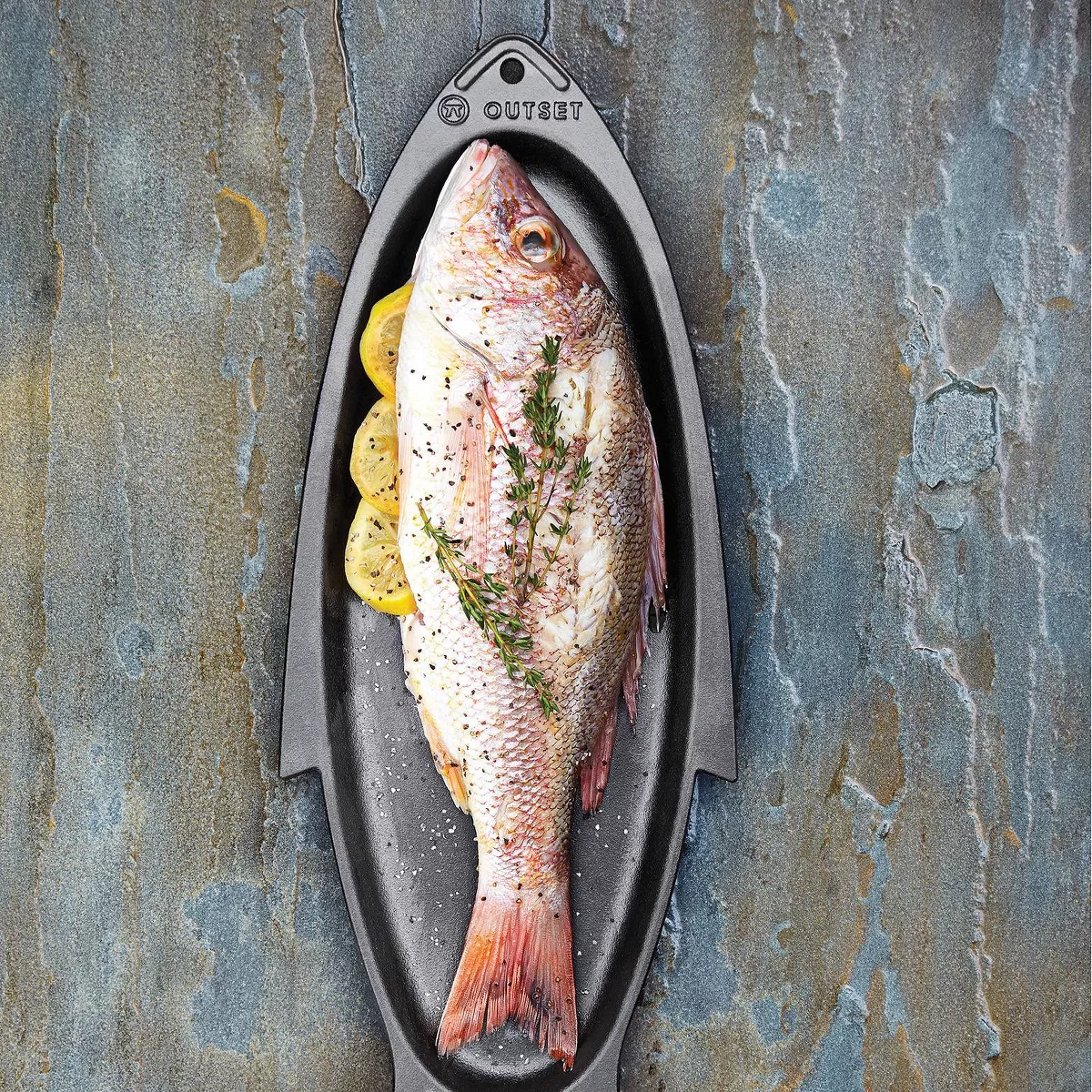Cast Iron Fish Grill Pan Gray - Outset