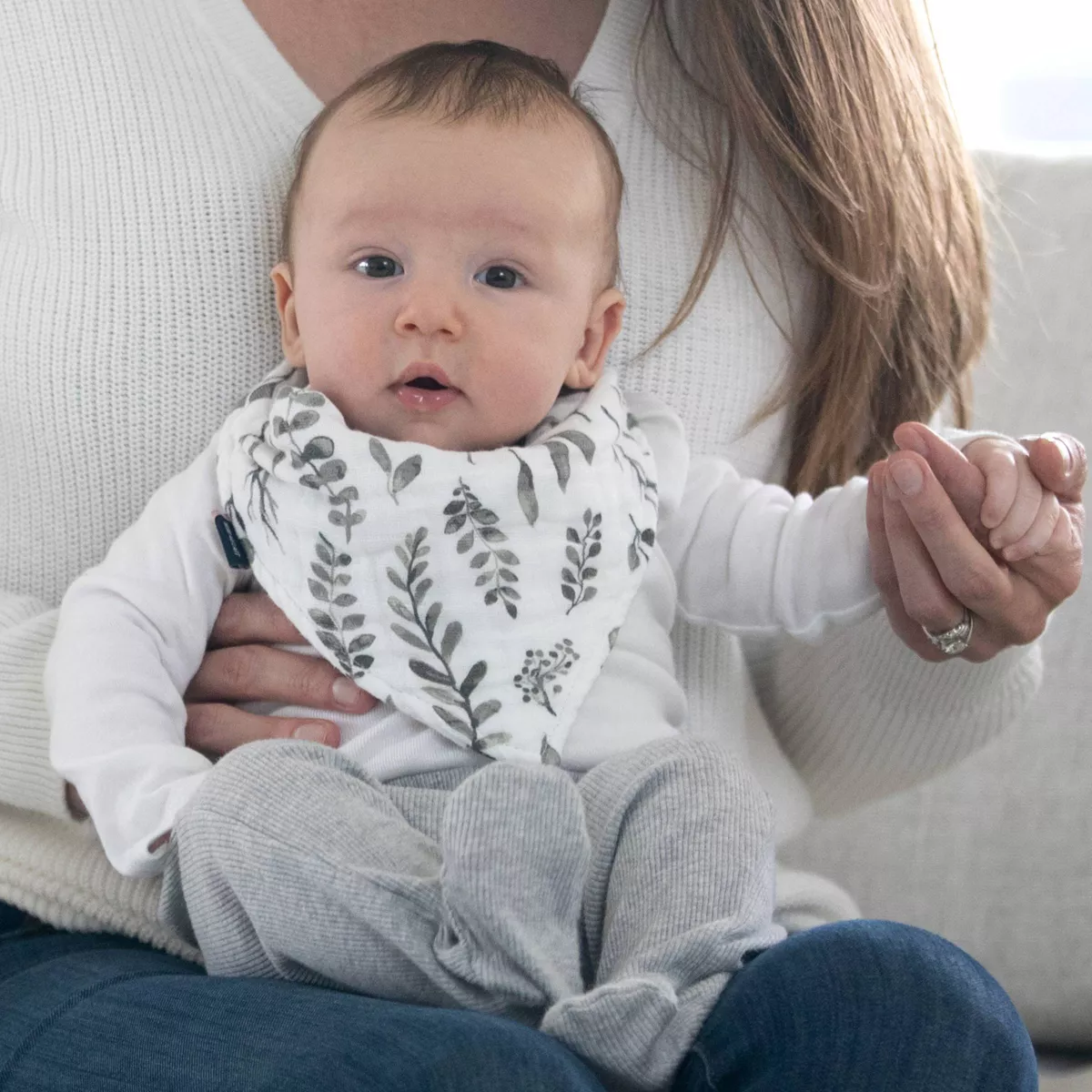Bebe au Lait Classic Muslin Bandana Bibs - Just Be & Leaves 2pk