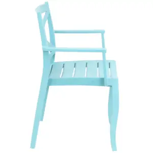 Sunnydaze Polypropylene Tristana Stackable Outdoor Patio Arm Chair, Blue