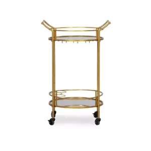 Round Metal Bar Cart Gold - Linon