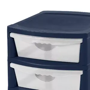Sterilite 3 Drawer Utility Storage Cart Deluxe Tower Navy