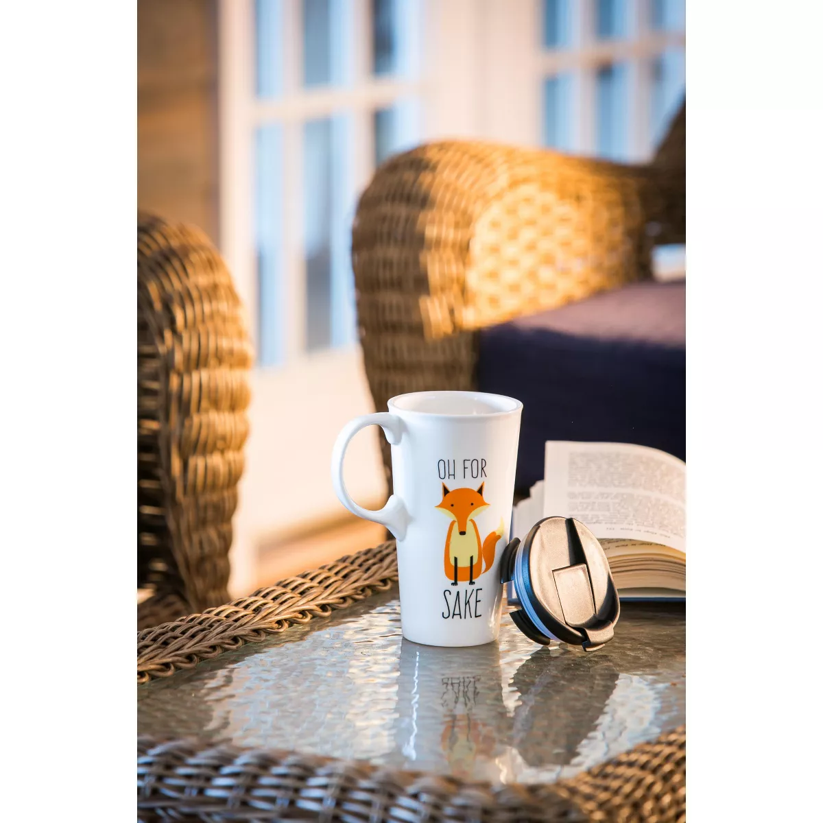 Evergreen Ceramic Travel Mug 17oz. Fox Sake