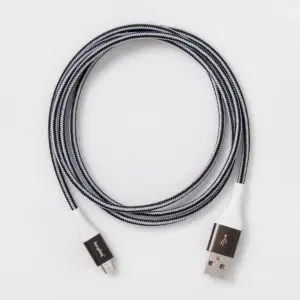 heyday™ 4' Micro USB to USB-A Braided Cable - Black/White/Gunmetal
