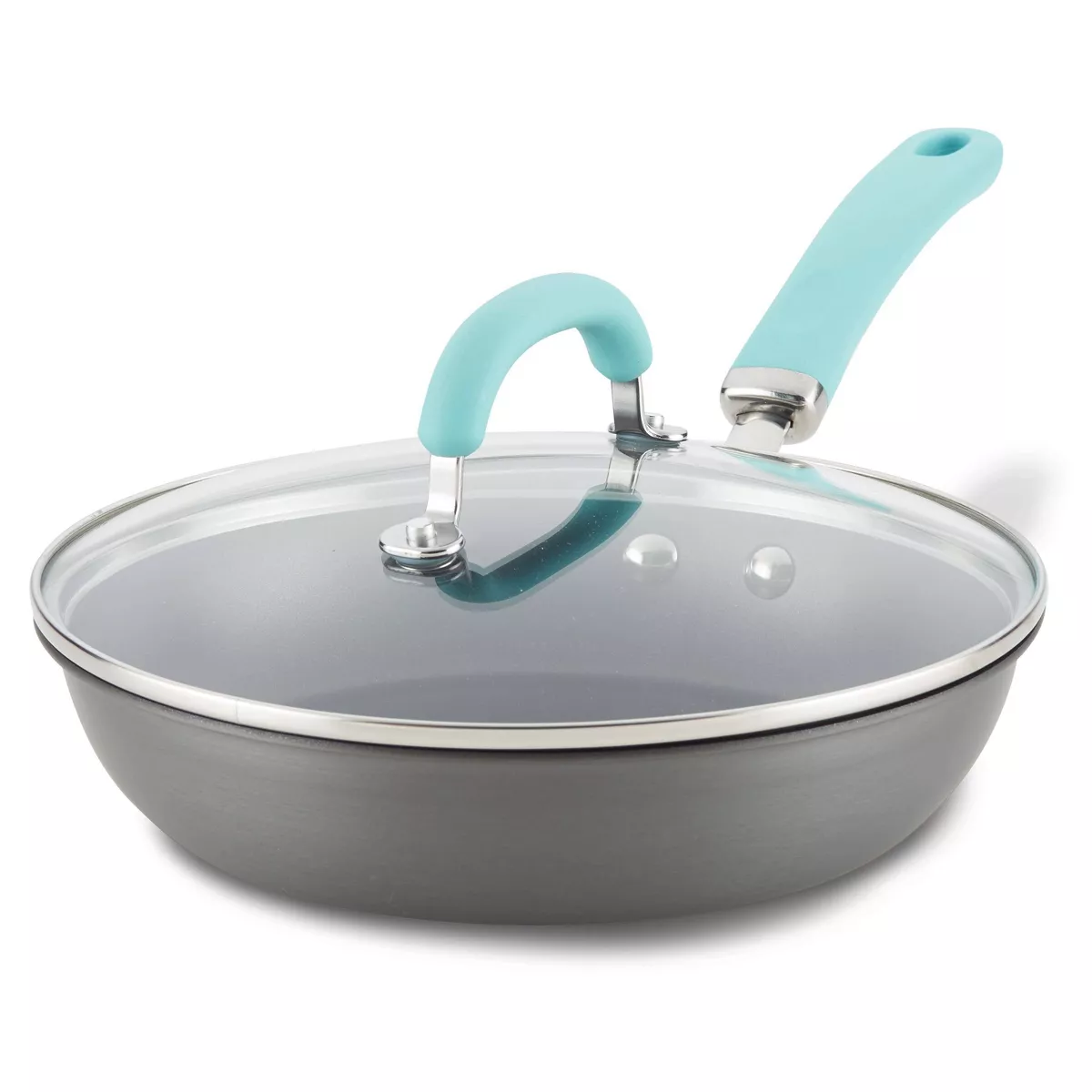 Rachael Ray Create Delicious 10.25" Hard Anodized Aluminum Nonstick Deep Fry Pan w/ Lid Blue Handles