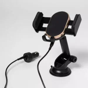 heyday™ Dash/Window Car Mount with 10W Qi Charging - Black/Gold