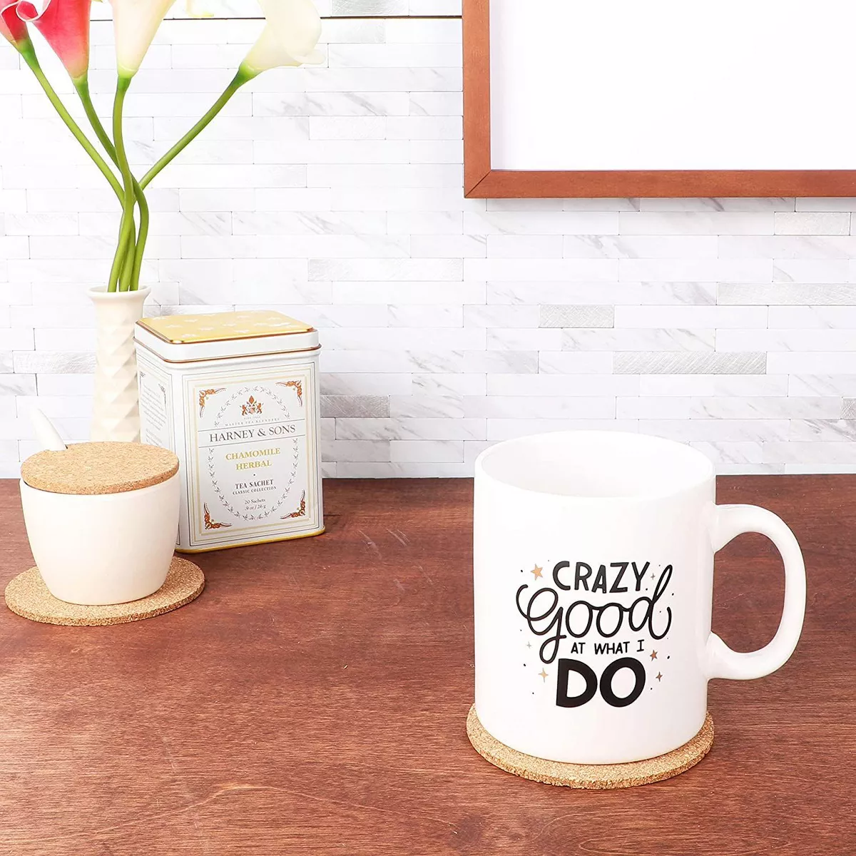 Okuna Outpost White Large Ceramic Coffee Mug Tea Cup, Crazy Good At What I Do (White, 16 oz)