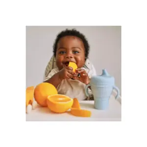 Austin Baby Collection Silicone Collapsible Cup Sippy & Snackie Lid Set- Sky Blue