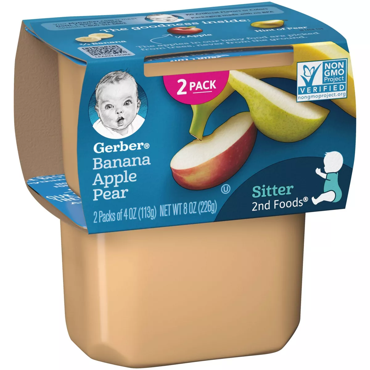 Gerber Sitter 2nd Foods Banana Apple Pear Baby Meals - 2ct/4oz Each
