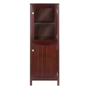 Brooke Cupboard with 1 Glass Door and 1 Cabinet Walnut - Winsome