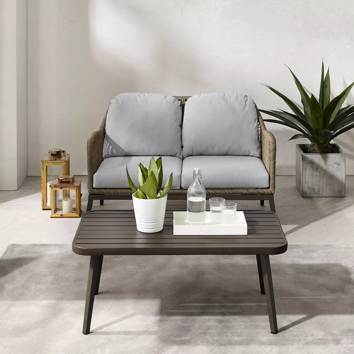 Haven 2pc Outdoor Wicker Conversation Set - Light Gray - Crosley