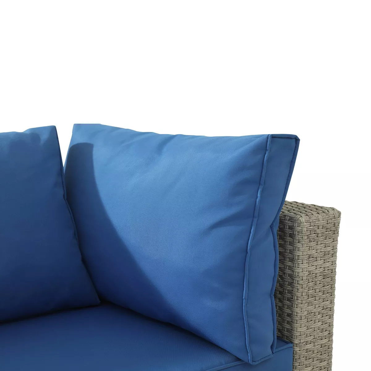 5pc Wicker Rattan Seating Set with Blue Cushions - Accent Furniture