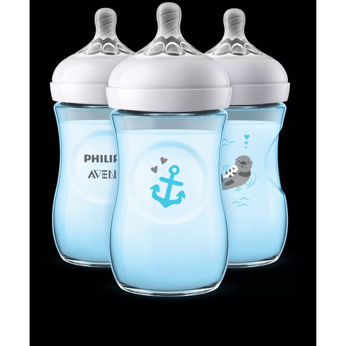 Philips Avent Natural Baby Bottle Blue - Otter/Anchor - 9oz - 3pk