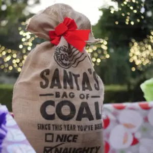 FOGO Santa Bag of Coal With Super Premium Restaurant Grade All-Natural Hardwood Lump Charcoal Fuel for Ideal Grilling and Smoking, Gold, 35 Pounds