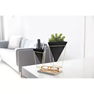 Set of 2 Trigg Tabletop Vessels Black/Brass - Umbra