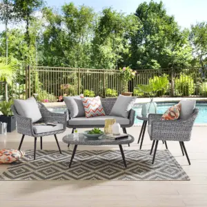 Endeavor 5pc Outdoor Wicker Rattan Patio Sectional Sofa Set Gray - Modway