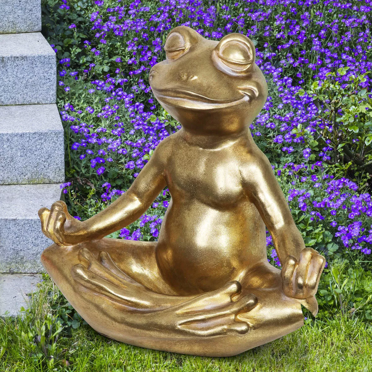 14.17" Resin Yoga Frog Statue Gold - Exhart