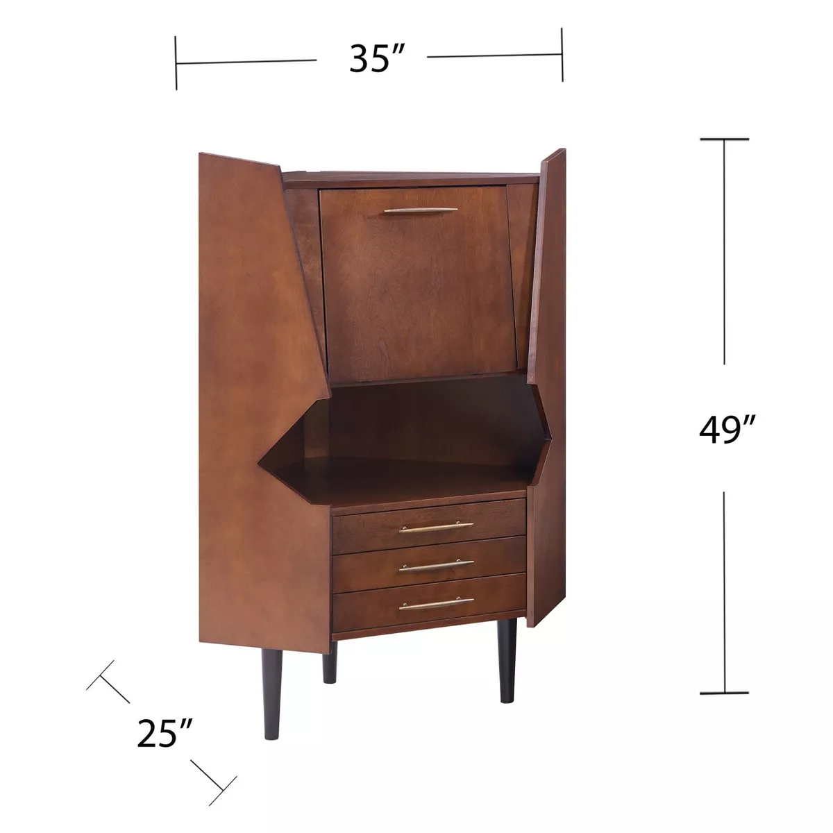 Lars Corner Bar Cabinet Dark Tobacco - Aiden Lane