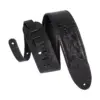 Levy's M4WP 3 inch Wide Embossed Leather Guitar Strap Black